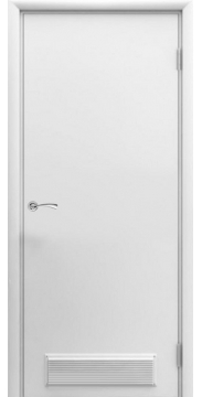 Пластиковая гладкая белая дверь Aquadoor с вентиляционной решеткой