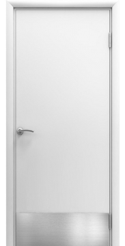 Пластиковая гладкая белая дверь Aquadoor с отбойной пластиной