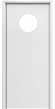 Пластиковая гладкая белая дверь Aquadoor с металлической коробкой с иллюминатором