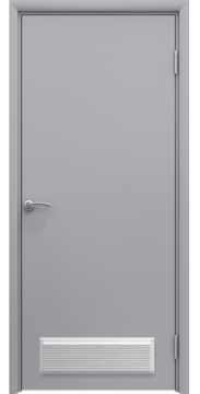 Пластиковая гладкая серая дверь Aquadoor RAL 7035 с вентиляционной решеткой