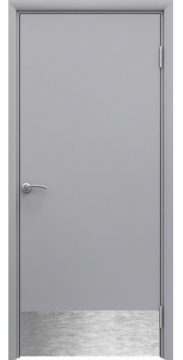 Пластиковая гладкая серая дверь Aquadoor RAL 7035 с отбойной пластиной