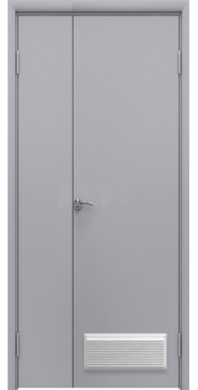 Пластиковая гладкая серая дверь Aquadoor RAL 7035 двустворчатая с вентиляционной решеткой