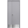 Пластиковая гладкая серая дверь Aquadoor RAL 7035 двустворчатая с отбойной пластиной