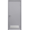 Пластиковая гладкая серая дверь Aquadoor RAL 7035 с вентиляционной решеткой